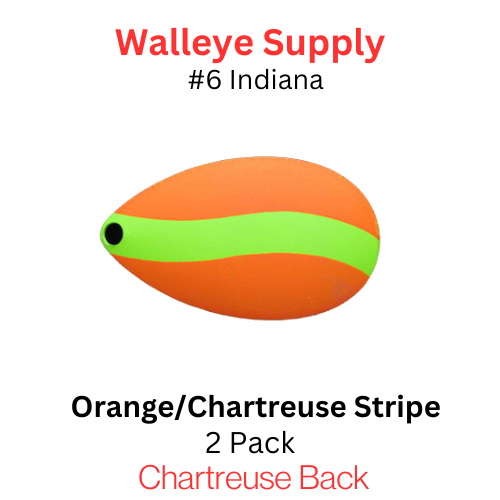 #6 Indiana Spinner Blades Orange with Chartreuse Stripe