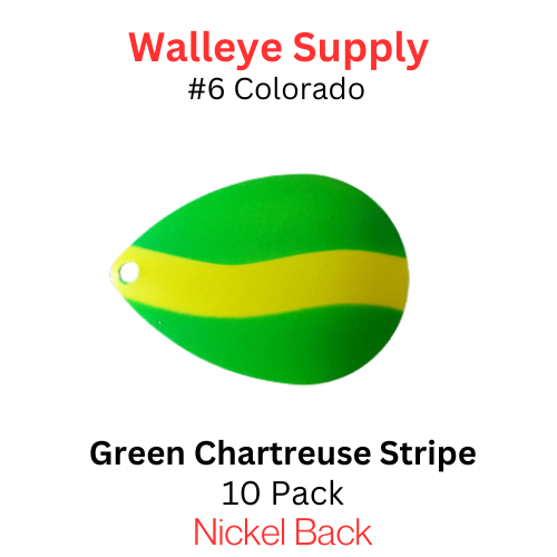 #6 Colorado Spinner Blades Green with Chartreuse Stripe