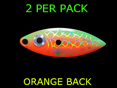 willowleaf BAITFISH PRISM ORANGE/GREEN spinner blades #3 1/2