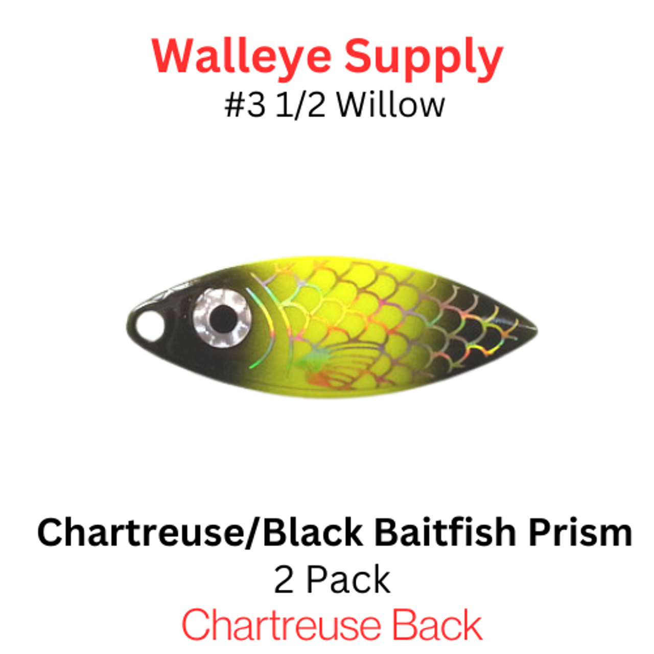willowleaf BAITFISH PRISM CHART/BLACK spinner blades #3 1/2