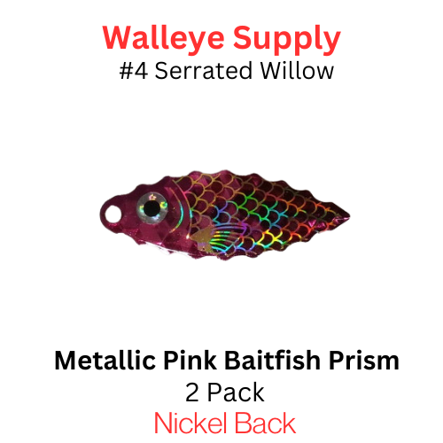 SERRATED WILLOW BLADES #4 METALLIC PINK BAITFISH PRISM
