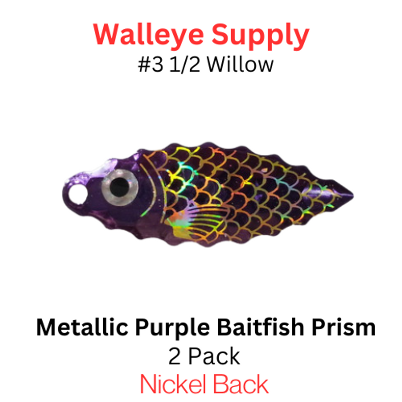 SERRATED WILLOW BLADES #3 1/2 METALLIC PURPLE BAITFISH PRISM