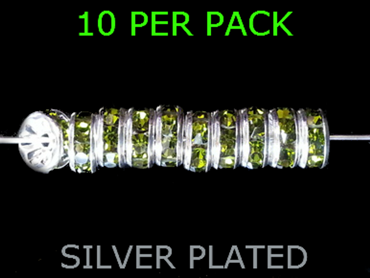 Wedding Ring Lure Beads 8mm SILVER/OLIVE GREEN