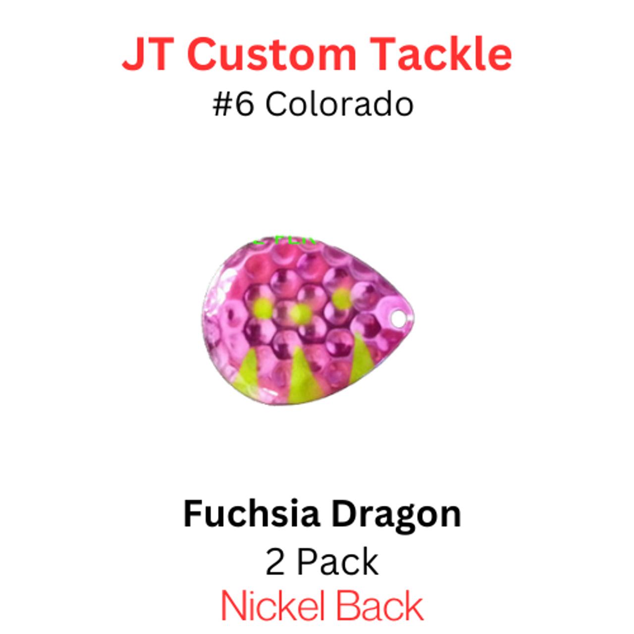 JT Spinner Blades deep cup COLORADO #6 FUSCHIA DRAGON