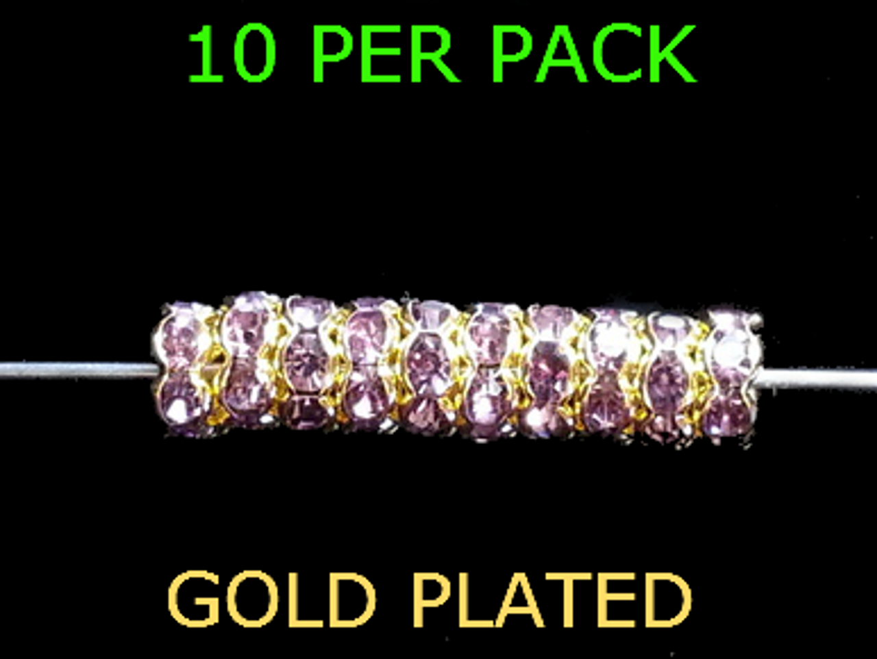 Wedding Ring Lure Beads 6mm GOLD/ LT. PURPLE