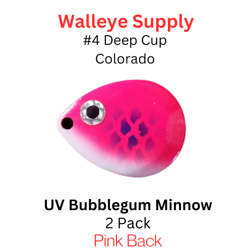 DEEP CUP COLORADO blades #4 UV BUBBLEGUM MINNOW color 055