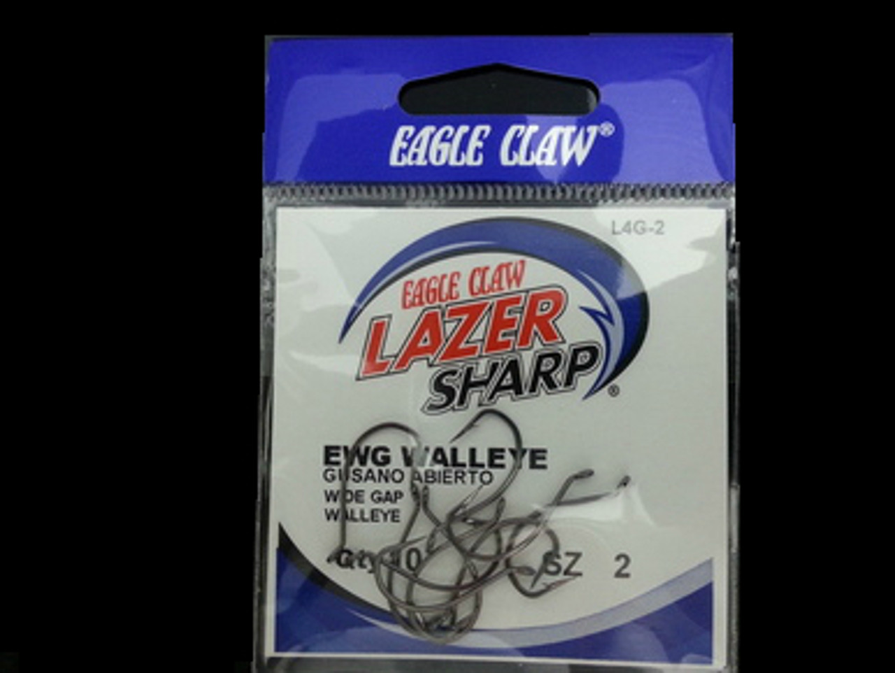 EAGLE CLAW LAZER EWG WALLEYE HOOKS 10/pk- BLACK #2 