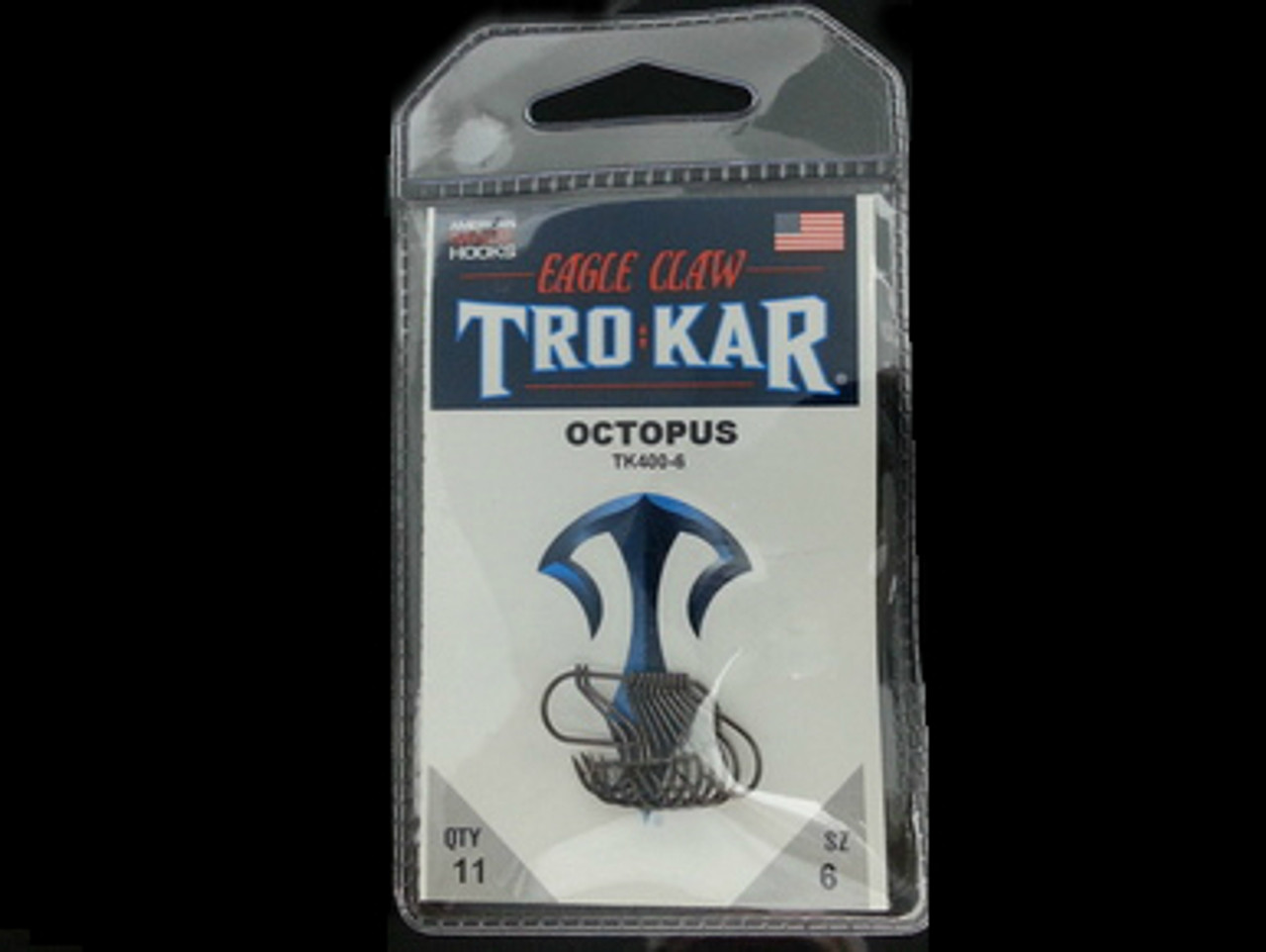 EAGLE CLAW TROKAR TK400 OCTOPUS HOOKS 11/pk- BLACK #6 