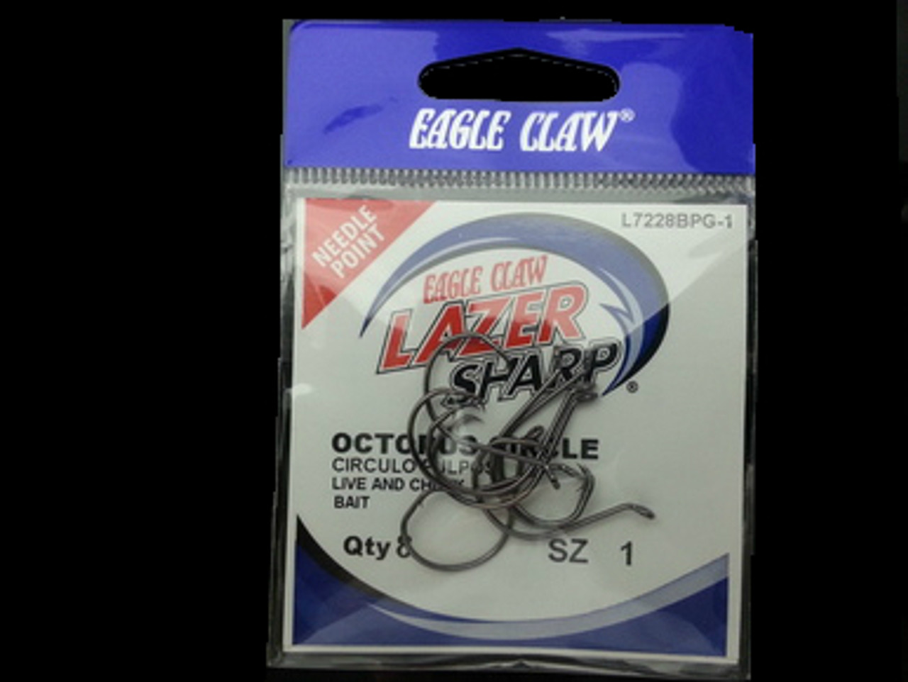 EAGLE CLAW LAZER L7228 OCTOPUS CIRCLE HOOKS 8/pk- BLACK #1