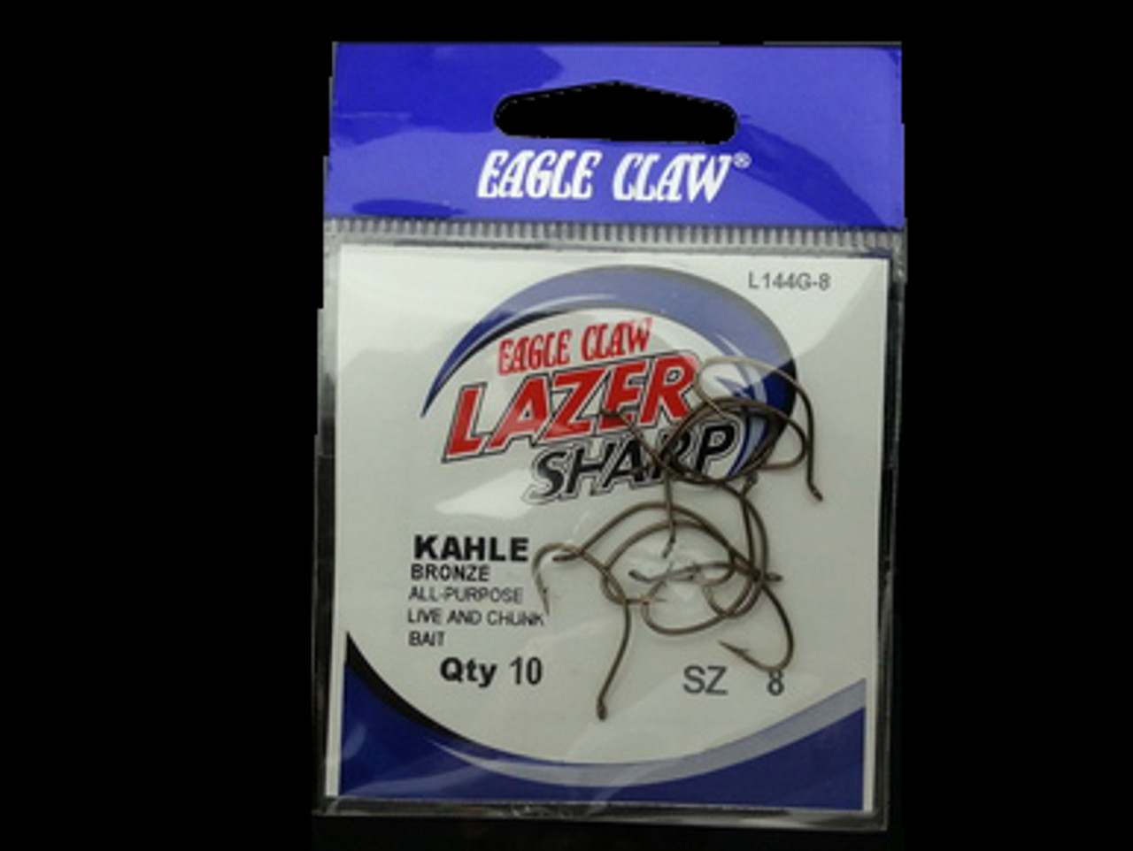 EAGLE CLAW LAZER L144 KAHLE SNELL HOOKS 10/pk- BRONZE #8 