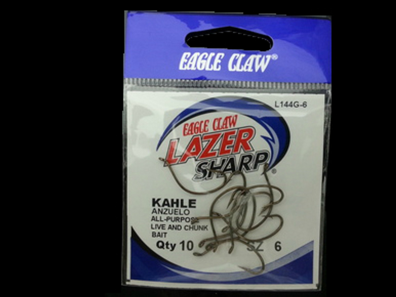 EAGLE CLAW LAZER L144 KAHLE SNELL HOOKS 10/pk- BRONZE #6 