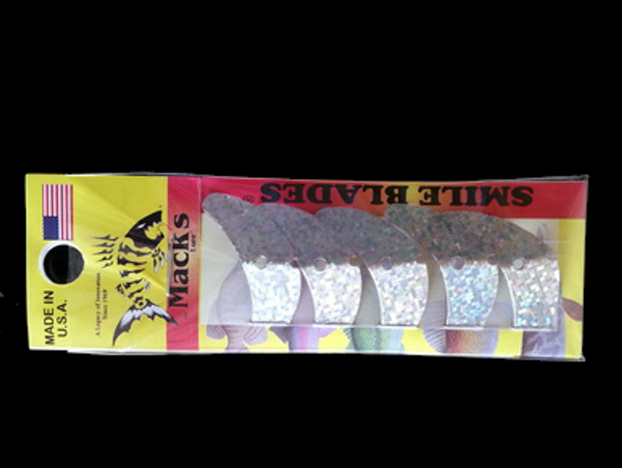 Macks Smile Blade 1.5" silver sparkle for walleye harnesses