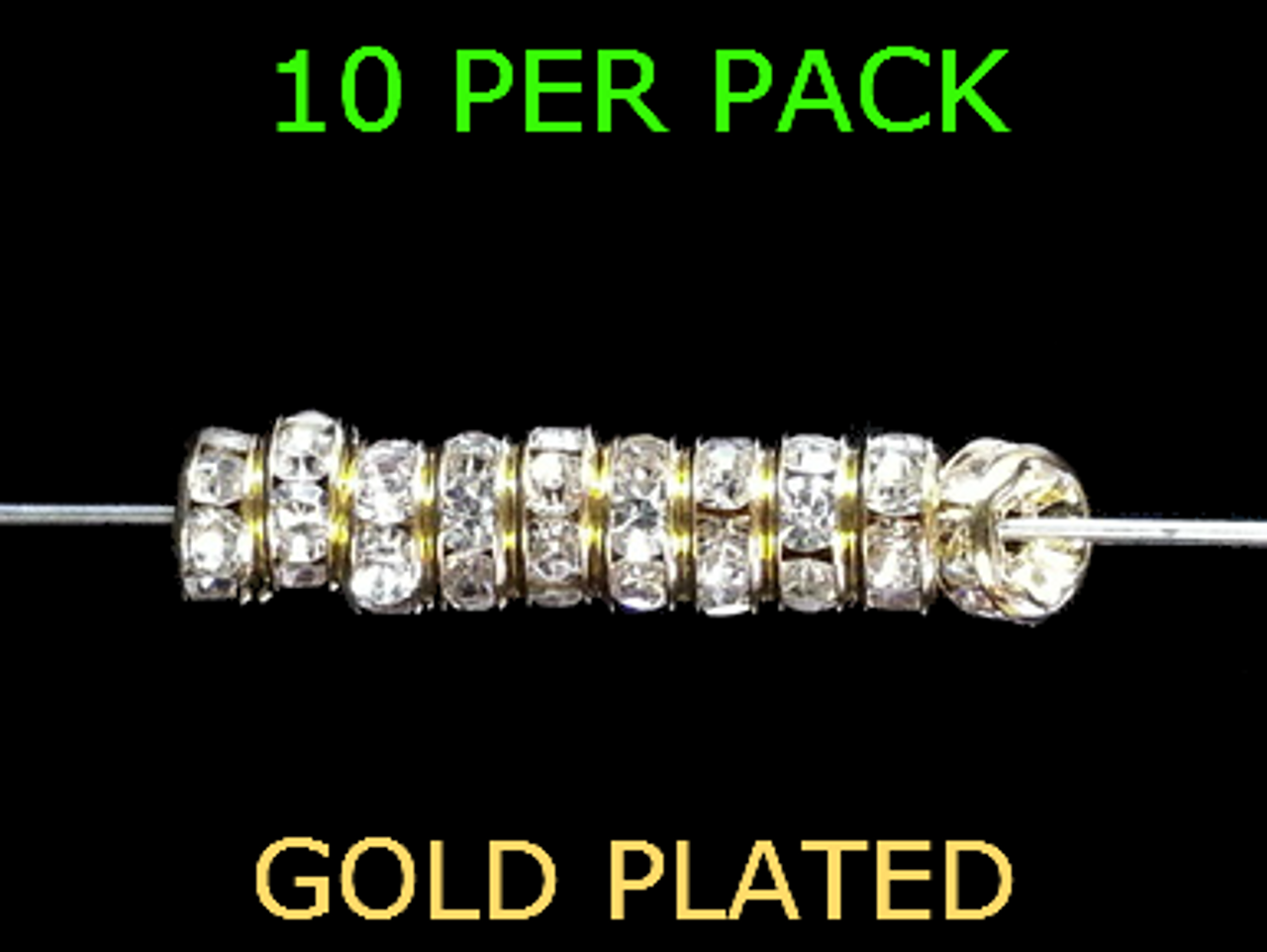 Wedding Ring Lure Beads 4mm GOLD/DIAMOND