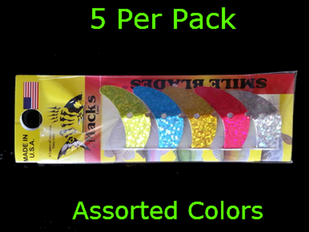 Macks Smile Blade 1.5" assorted Sparkles for walleye harnesses