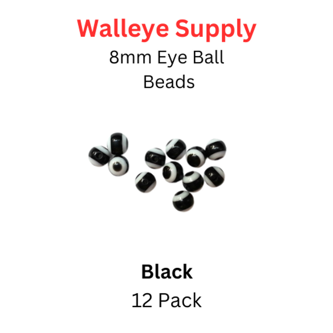 Eyeball Beads 8mm BLACK