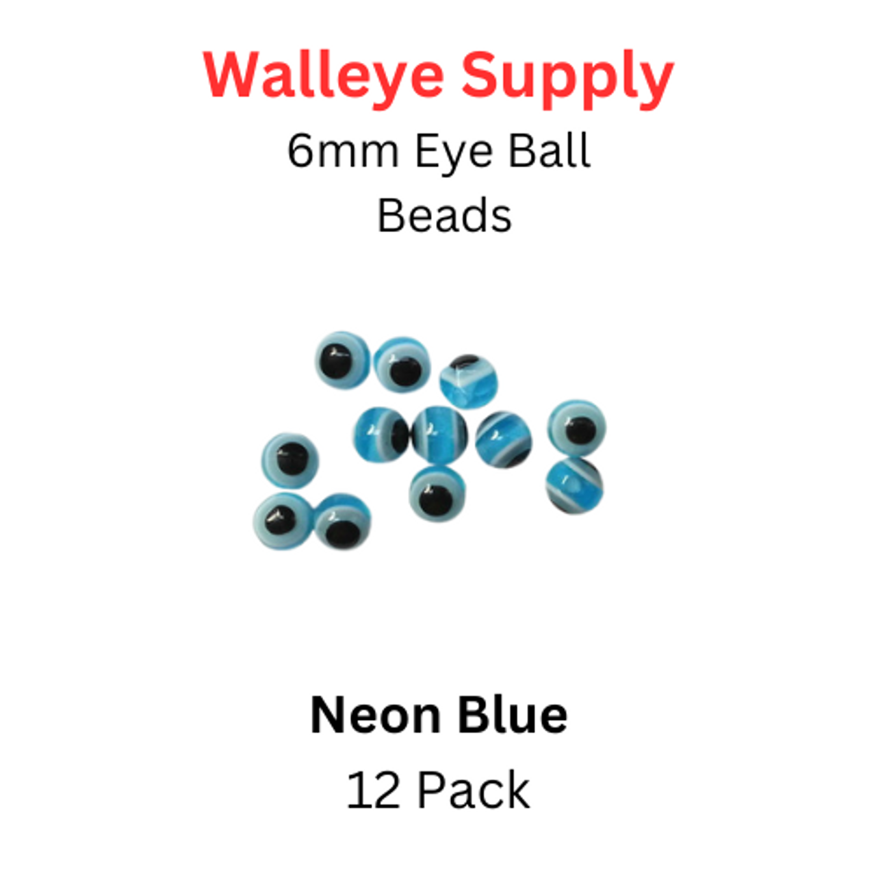 Eyeball Beads 6mm NEON BLUE