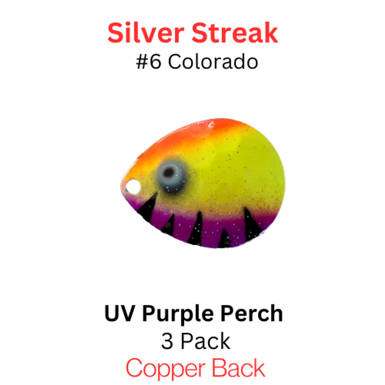Silver Streak Blades Colorado #6 UV Purple Perch Silver Streak Blades Colorado #6 UV Purple Perch