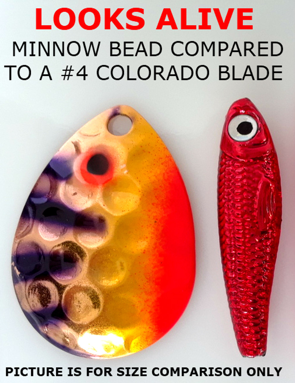Looks Alive Minnow Beads METALLIC GOLD w/RED GLASS EYE