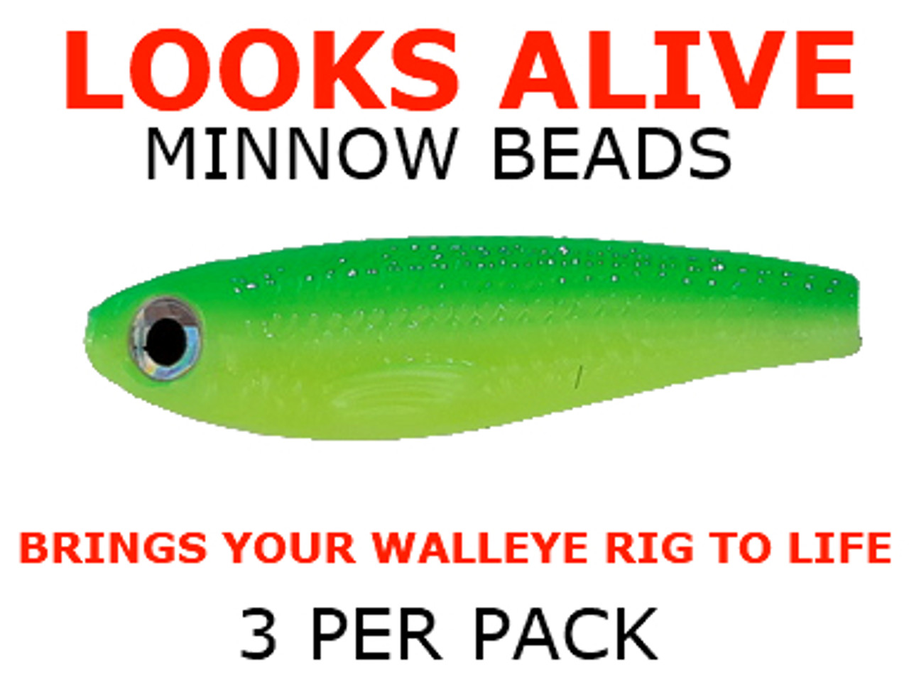 Looks Alive Minnow fishing lure Beads CHARTREUSE/GREEN