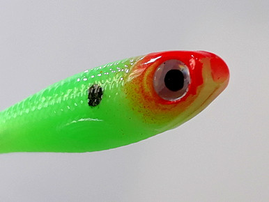 Looks Alive Minnow Beads NEON GREEN w/RED HEAD - walleyesupply.com