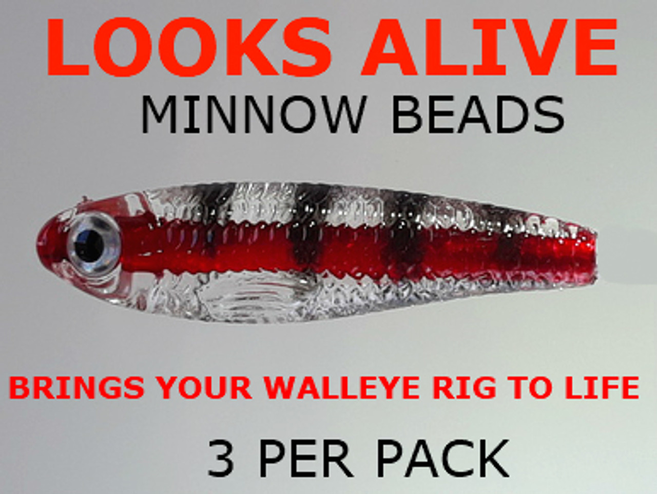 Looks Alive Minnow Beads CLEAR RED LINE PERCH 