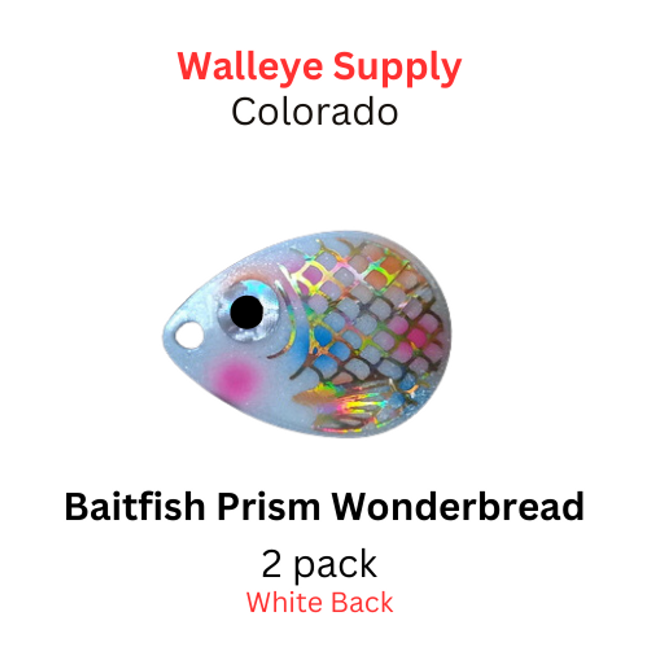 Walleye Supply Colorado blade # 4.5 Wonderbread Baitfish Prism