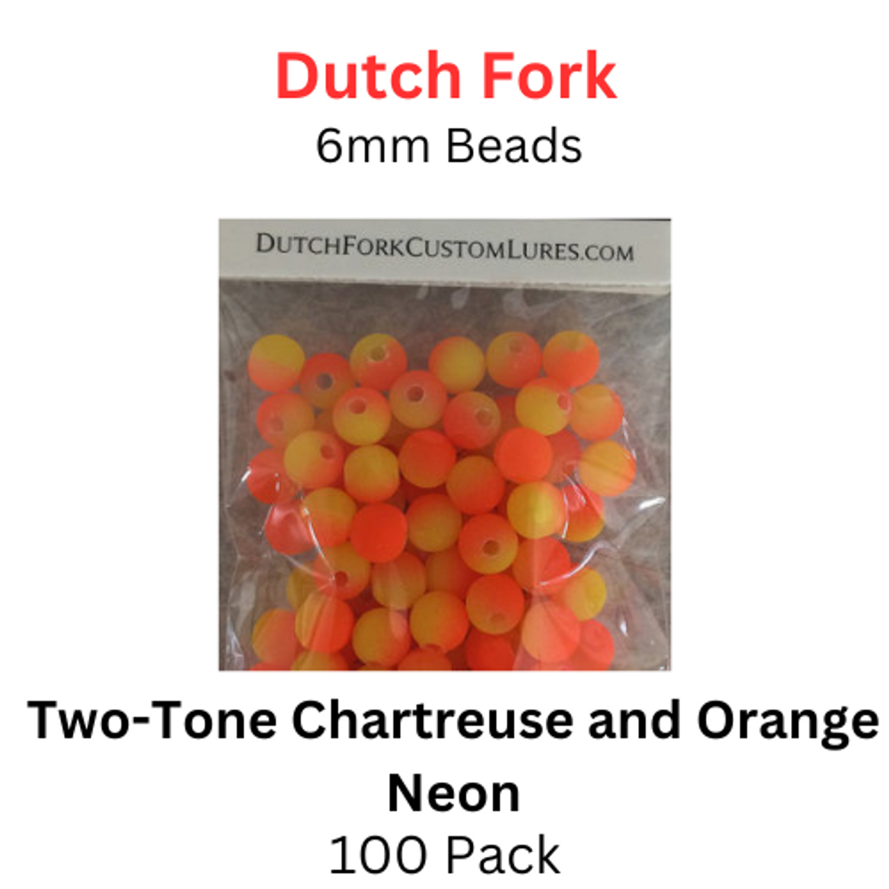Dutch Fork Two-Toned Chartreuse and Orange 6mm Beads