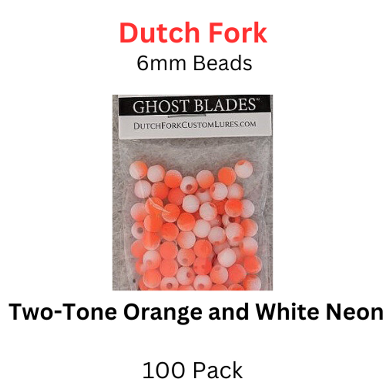 6mm Two-Toned neon ORANGE and WHITE beads 100 PK