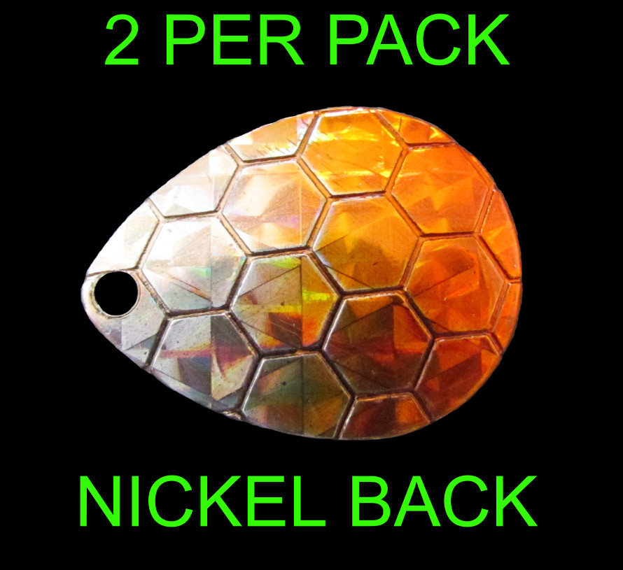 COLORADO SPINNER blades 4 METALIC HEX WITH ORANGE SPLASH