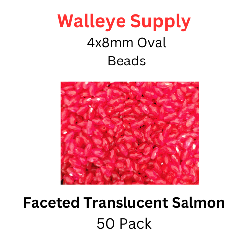 4x8 FACETED OVAL TRANSLUCENT SALMON LURE BEADS