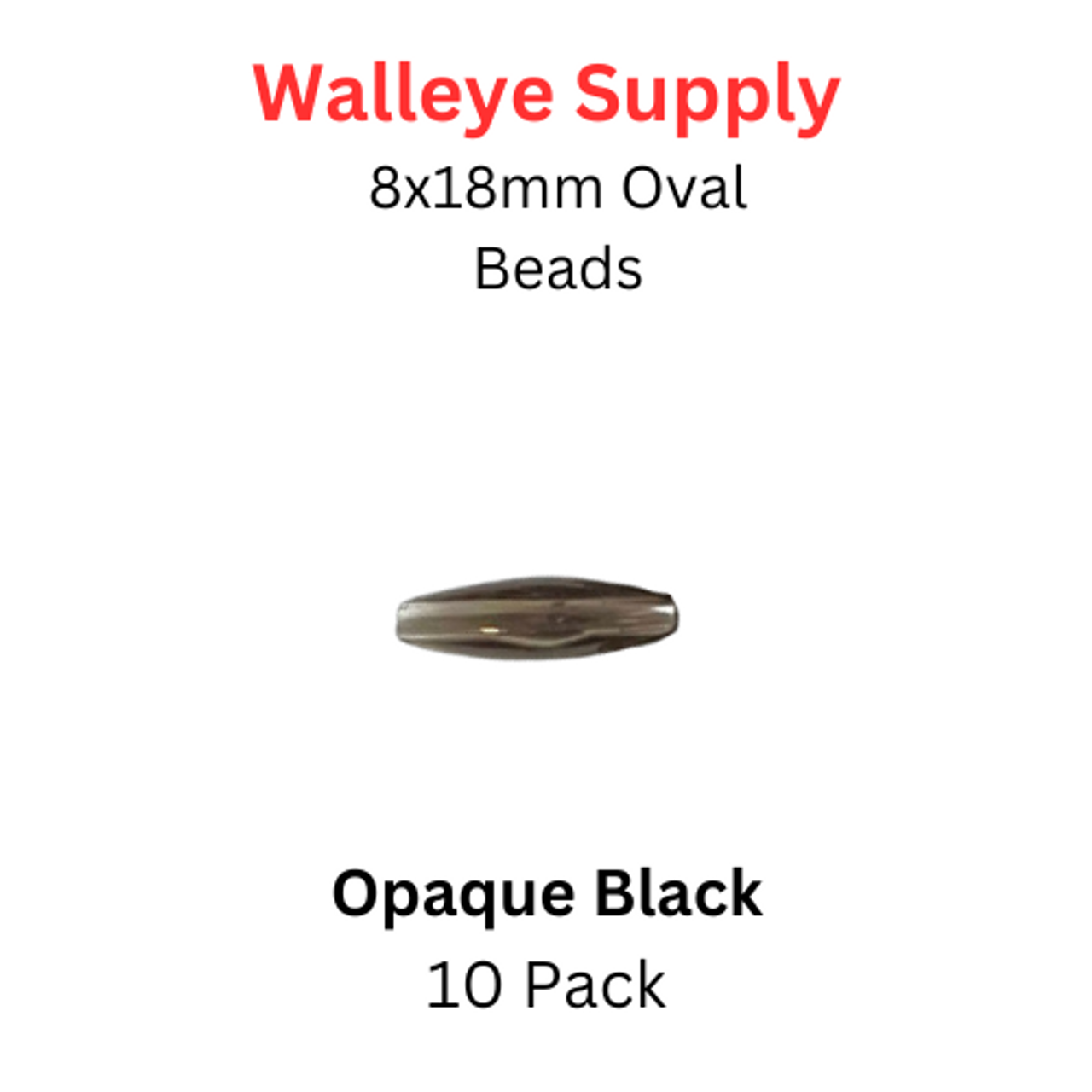 8x18 OPAQUE BLACK LURE BEADS