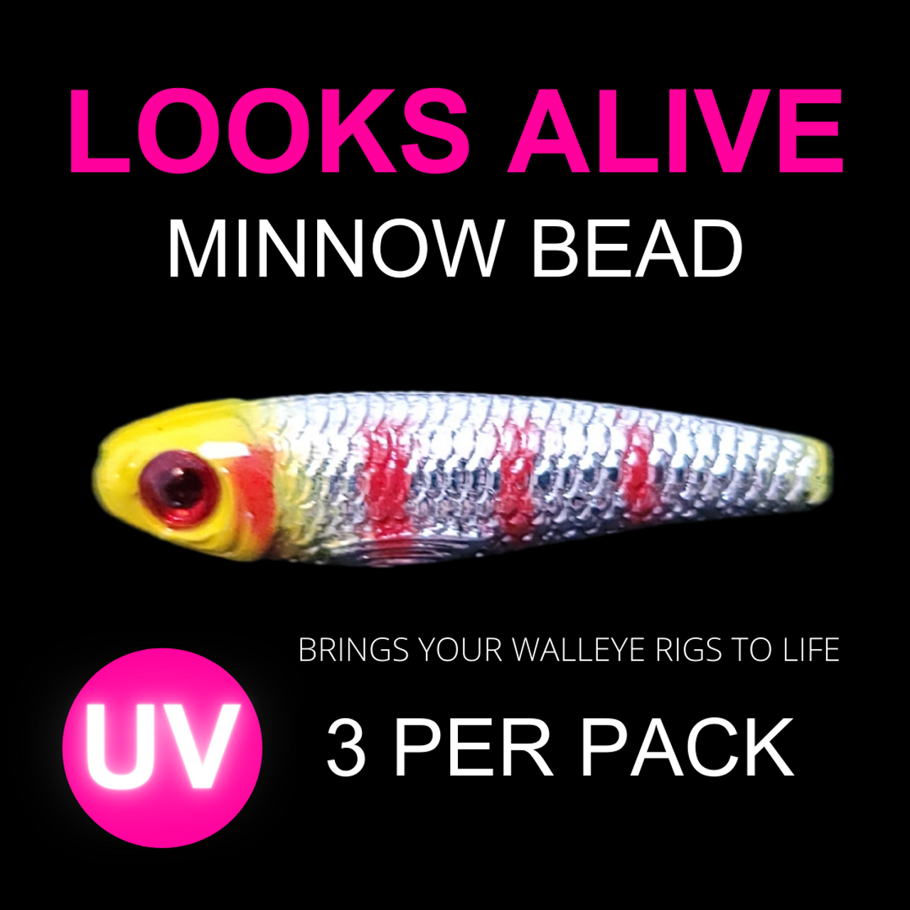 LOOKS ALIVE MINNOW BEAD YELLOW JACKET 3pk of beads 