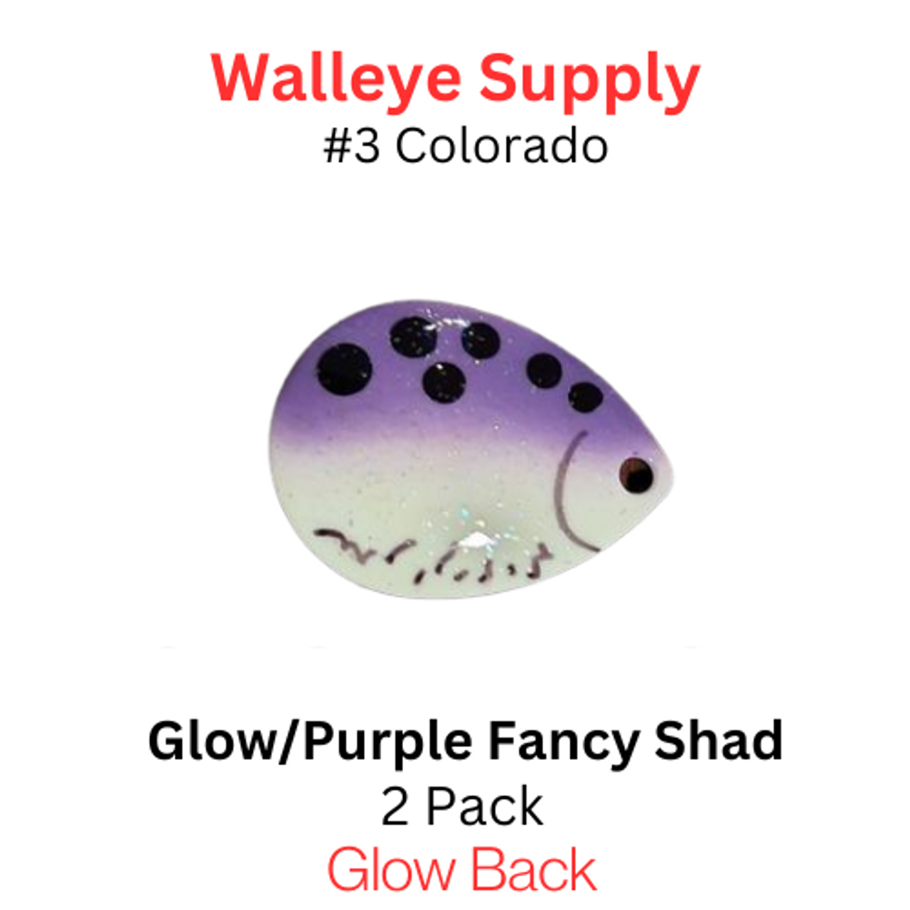 Colorado Spinner Blades #3 Purple Glow Fancy Shad 2/pk