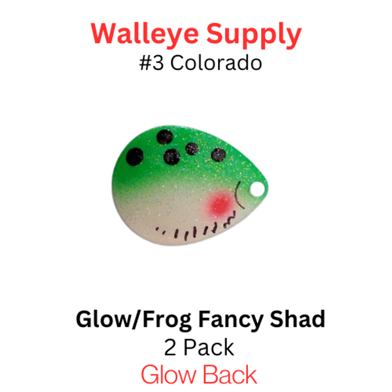 Colorado Spinner Blades #3 Glow Frog Fancy Shad 2/pk