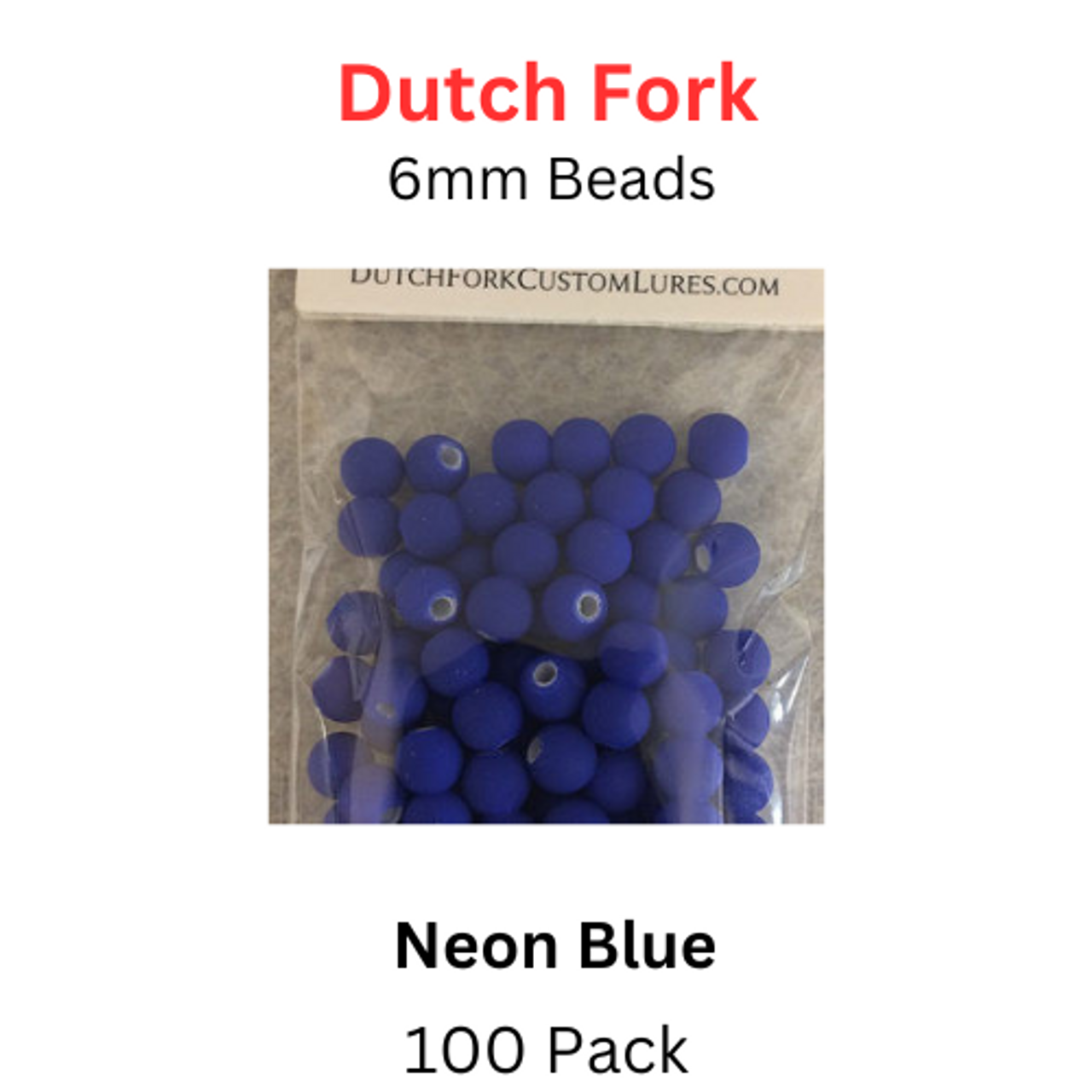 Dutch Fork Neon Blue 6mm Beads