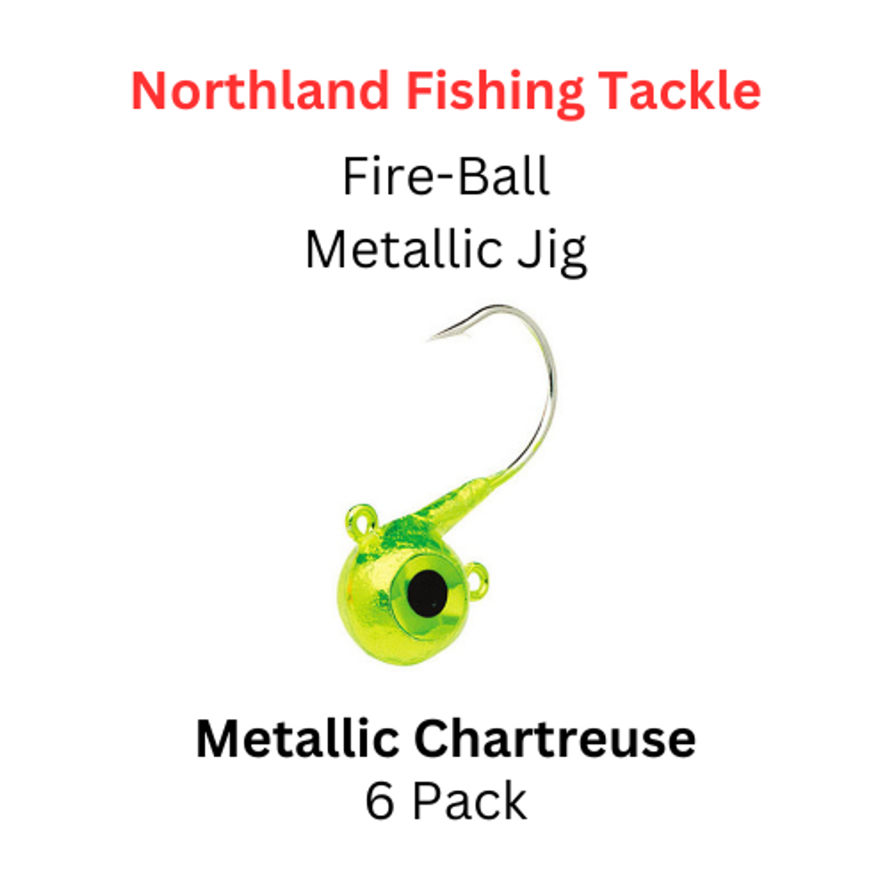 NORTHLAND FISHING TACKLE: Fire-ball Metallic Jig head 1/4oz METALLIC CHARTREUSE