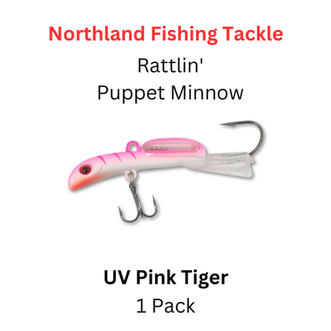 Northland Fishing Tackle: 1/4 0z Rattlin' Puppet Minnow UV Pink Tiger