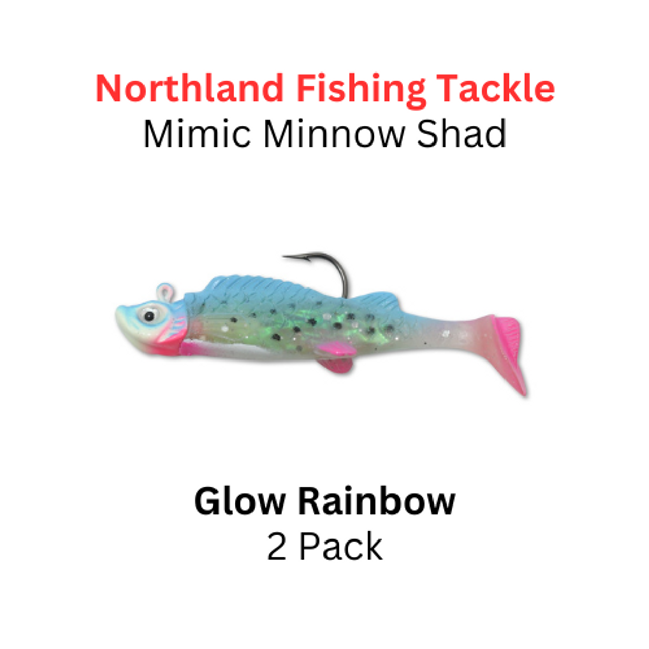 NORTHLAND FISHING TACKLE: 3/8oz Mimic Minnow Shad GLOW RAINBOW
