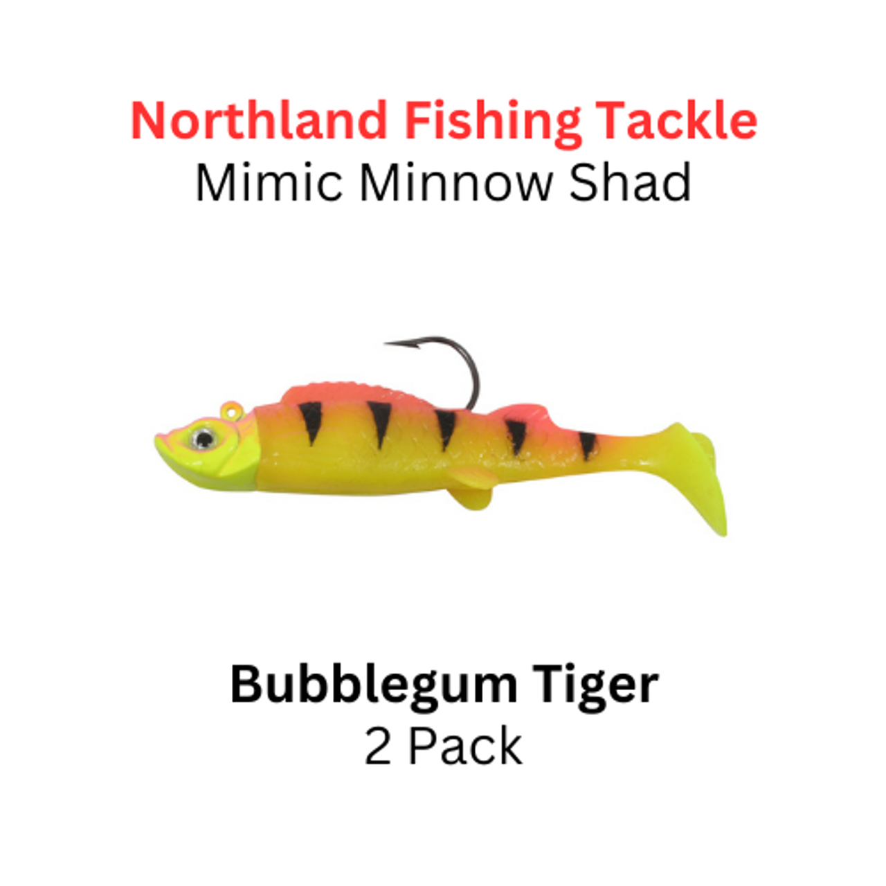 NORTHLAND FISHING TACKLE: 3/8oz Mimic Minnow Shad BUBBLEGUM TIGER