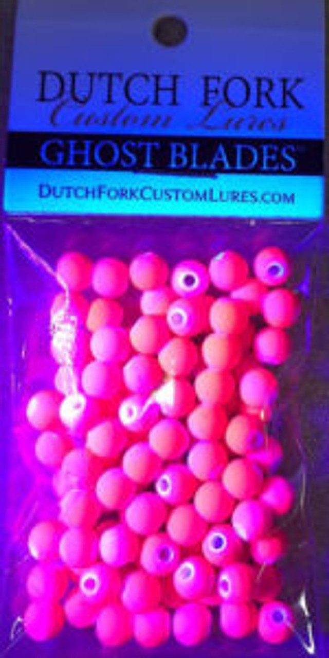 4mm DUTCH FORK Neon Pink bead under blue light