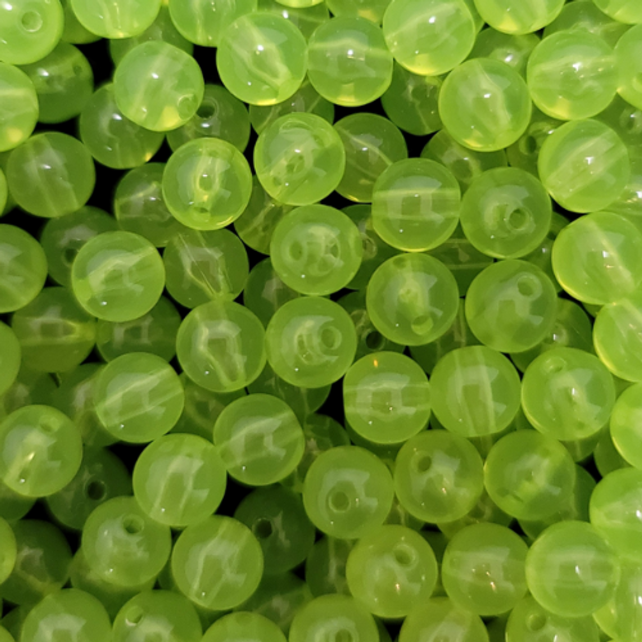 Transparent LIME GREEN Round 8mm 50/PK Fishing Beads
