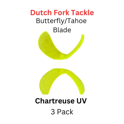 DUTCH FORK TACKLE: Butterfly Blade size 1 Chartreuse with Chartreuse and metallic back UV 3 Pack
