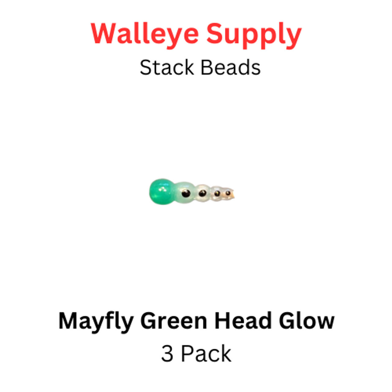 GREEN HEADED GLOW MAYFLY BEAD 3pk Stack bead