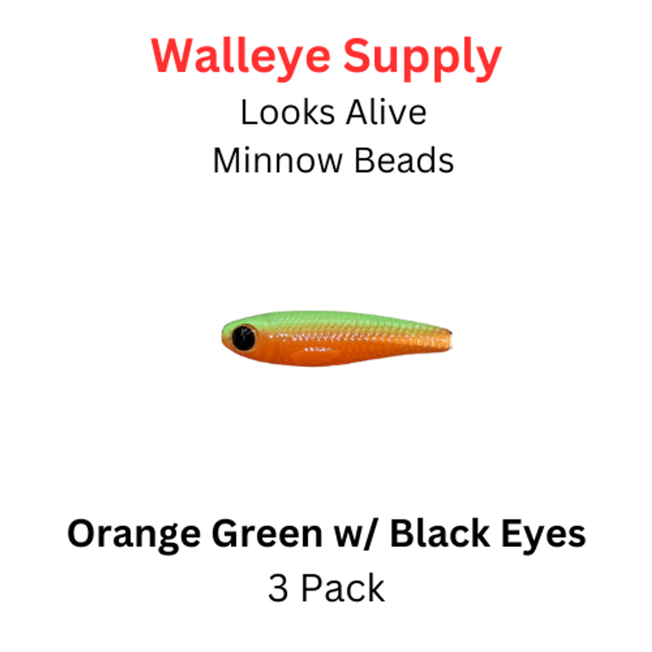 Looks Alive Minnow Beads GREEN & ORANGE SHAD W/ BLACK EYE MINNOW