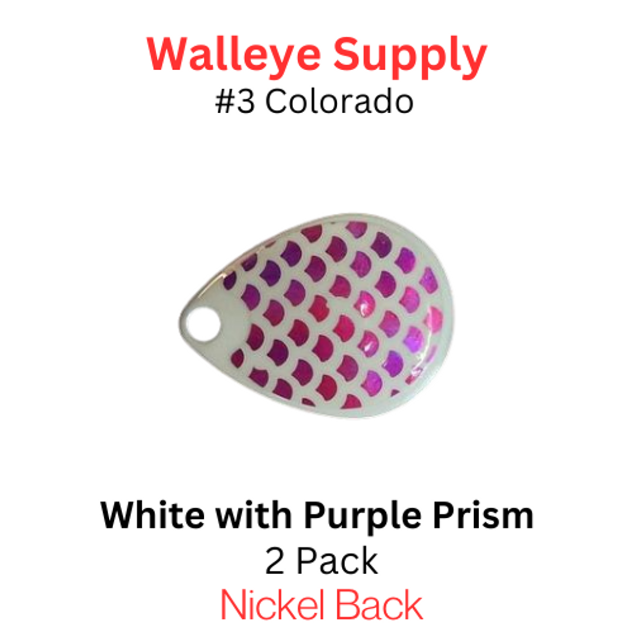 Colorado Spinner Blades #3 Baitfish Prism White with Purple Prism 2/pk