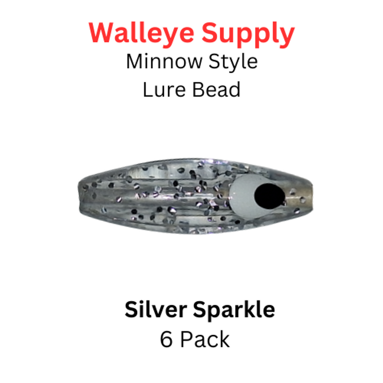 SILVER SPARKLE Minnow Bead 6/PK