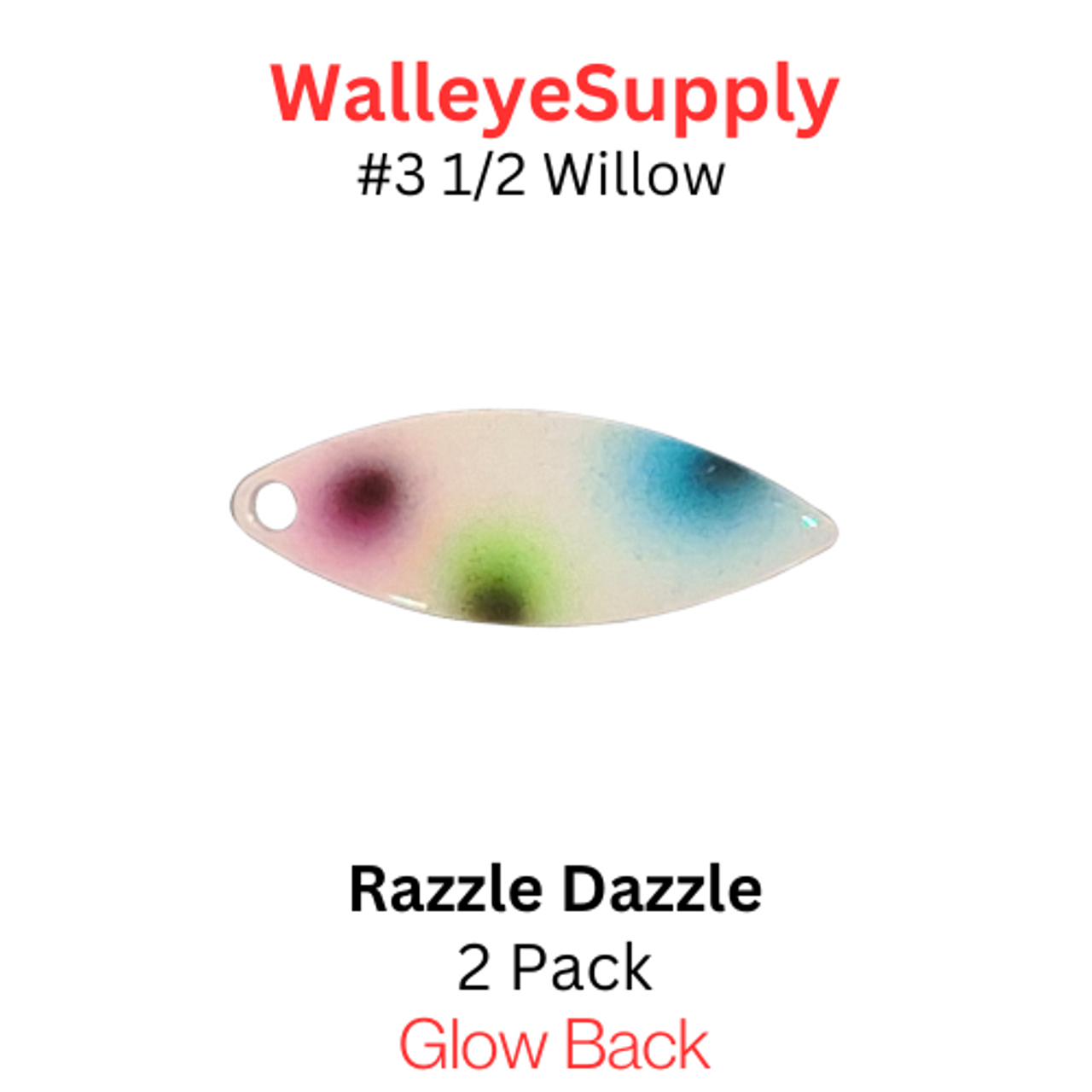 Walleye Supply Customs Razzle Dazzle #3 1/2 Willow Glow Back