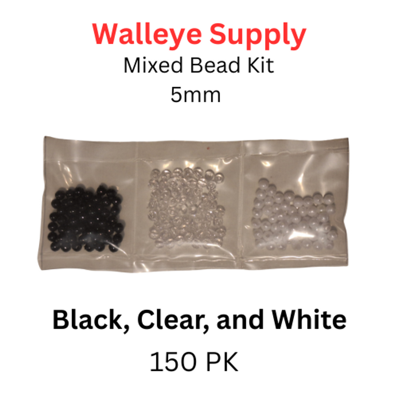 5mm Mixed Bead Set Black, Clear, and White, 150 pk