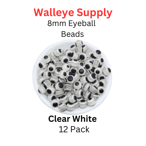Eyeball Beads 8mm Clear White