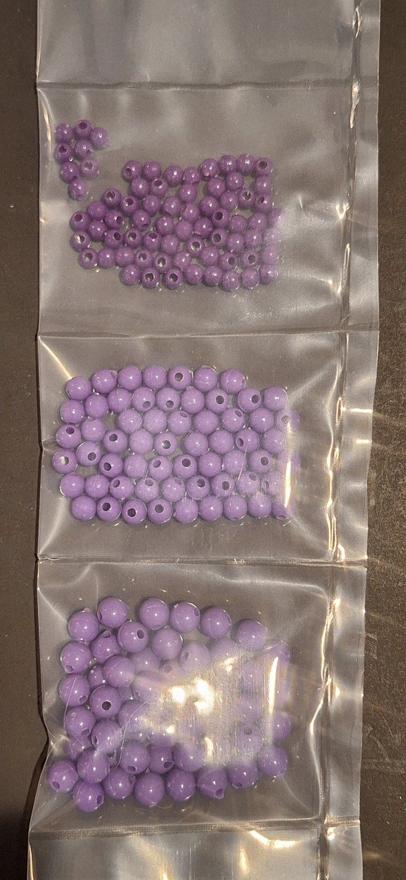 Mixed Size of Fishing Beads Round Opaque Purple, 4mm, 5mm, and 6mm, 150/PK